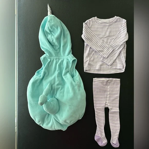 Carter's UNISEX NarWhal Costume Size 24 Months 3 Pieces - Picture 3 of 3